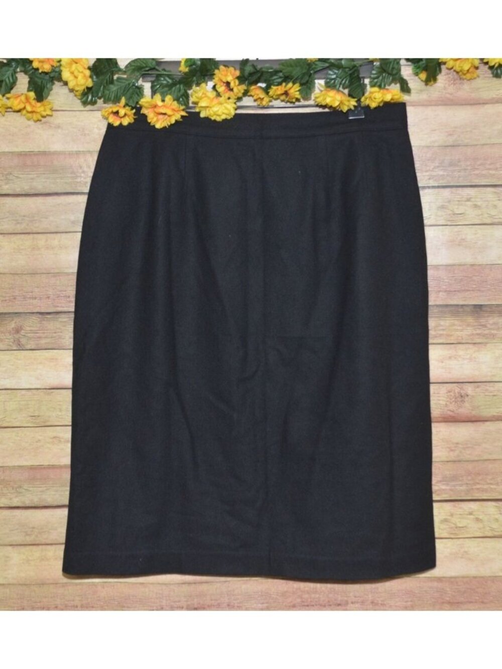Vintage Prophesy Womens Black 100% Wool Midi Pencil Skirt Plus Size 20W Career